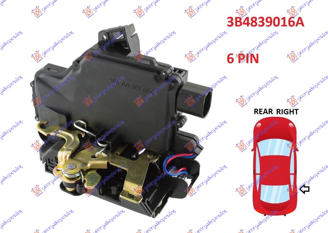 ΚΛΕΙΔΑΡΙΑ ΠΟΡΤΑΣ ΠΙΣΩ ΗΛΕΚΤΡΟΜΑΓΝΗΤΙΚΗ (6pins) (Α ΠΟΙΟΤΗΤΑ) ΔΕ VW GOLF IV 98-04 013607241