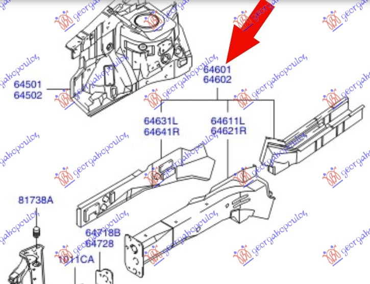 ΣΑΣΙ ΕΜΠΡΟΣ (Γνήσιο) ΔΕ HYUNDAI GETZ 02-05 022100901