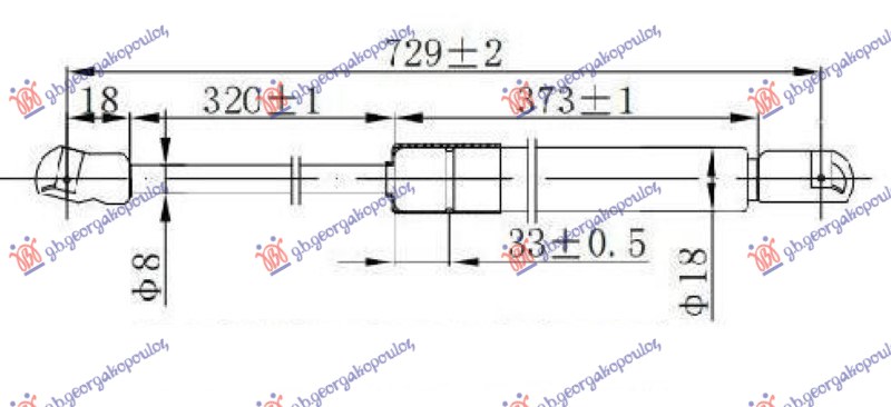 ΑΜΟΡΤΙΣΕΡ ΚΑΠΟ ΕΜΠΡΟΣ (730L-250N) VW GOLF V 04-08 036108205
