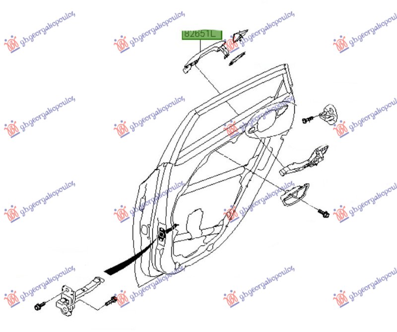 ΧΕΡΟΥΛΙ ΠΟΡΤΑΣ ΠΙΣΩ ΕΞΩ ΒΑΦΟΜΕΝΟ ΑΡ HYUNDAI i30 5D 12-14 368207852