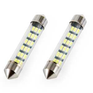 Amio - Λαμπάκια Πλαφονιέρας LED 18SMD Standard Festoon τύπου C5W τάση λειτουργίας 12V απόδοσης 0.7W μήκος 41mm χρώμα λευκό για Επιβατικά Αυτοκίνητα - 2 τεμ. (01092/AM)