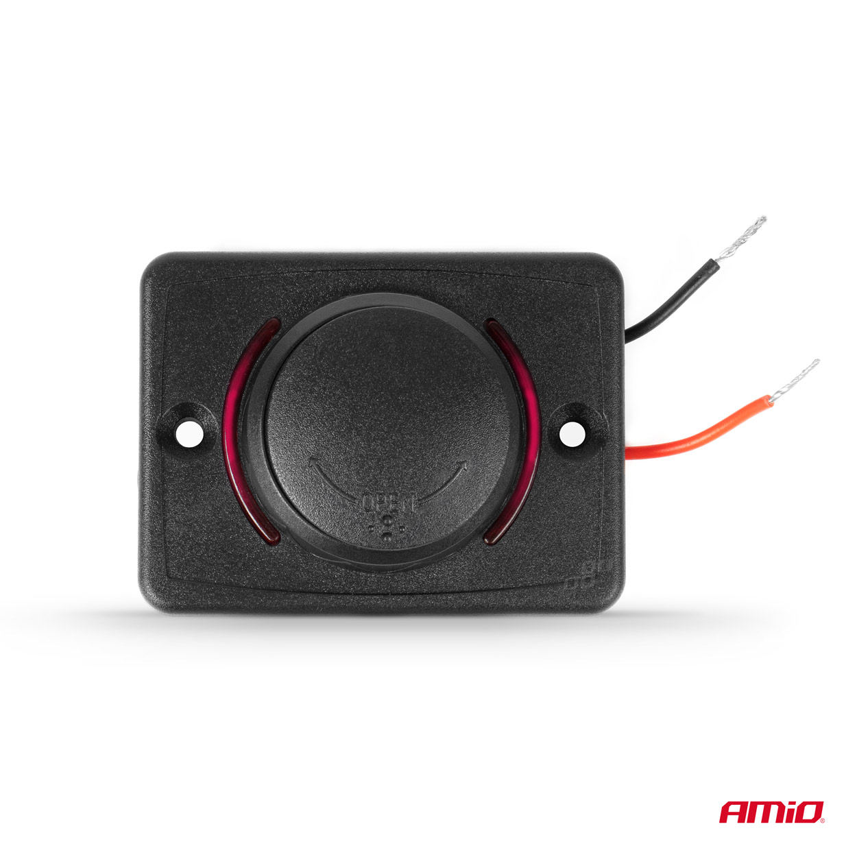 Amio - ΠΡΙΖΑ ΜΕ 2 ΘΥΡΕΣ USB ΚΑΙ ΚΑΠΑΚΙ 12/24V ΑΔΙΑΒΡΟΧΗ ΤΕΤΡΑΓΩΝΟ ΣΧΗΜΑ ΜΕ ΚΟΚΚΙΝΟ LED ΦΩΣ ΜΑΥΡΗ - 1 Τεμ. (04232/AM) - Image 3
