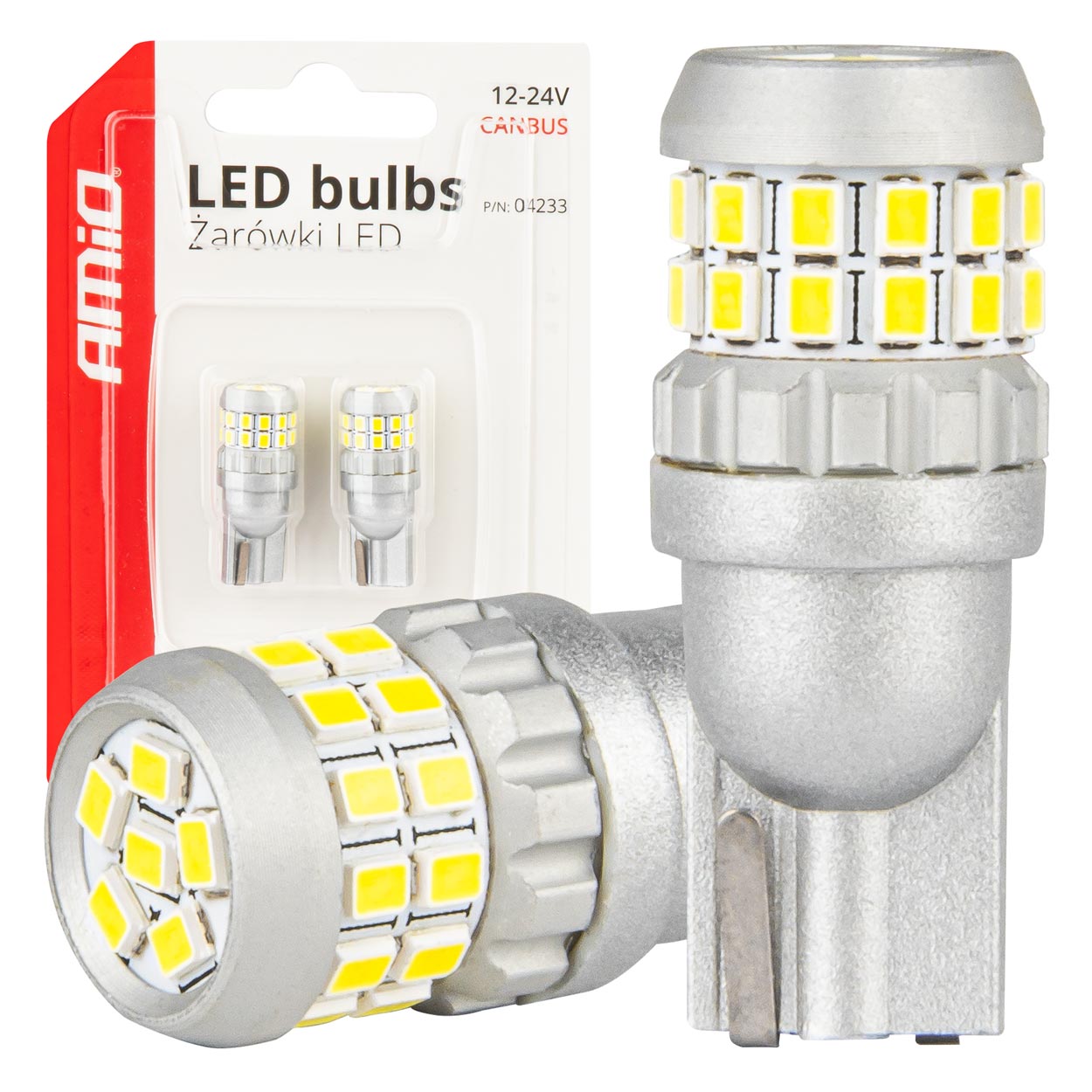 Amio - ΛΑΜΠΑΚΙΑ T10 W5W 12V/24V LED CAN-BUS 30xSMD 2016 ΛΕΥΚΟ 5500K - 2 ΤΕΜ. (04233/AM)