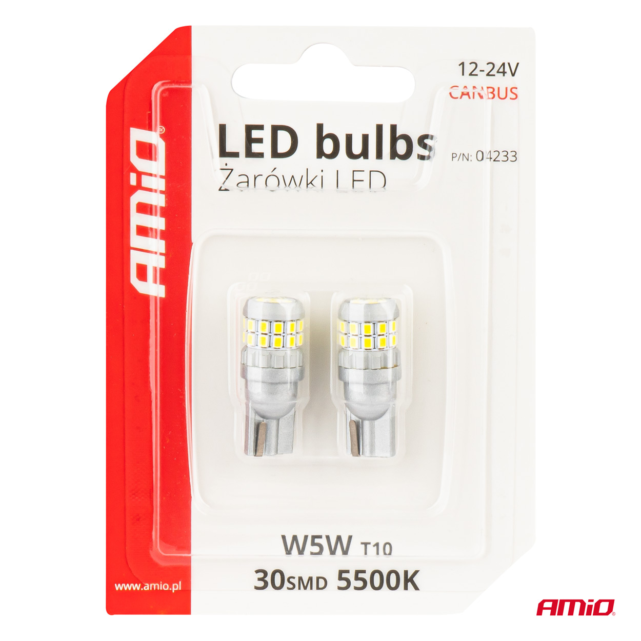 Amio - ΛΑΜΠΑΚΙΑ T10 W5W 12V/24V LED CAN-BUS 30xSMD 2016 ΛΕΥΚΟ 5500K - 2 ΤΕΜ. (04233/AM) - Image 5