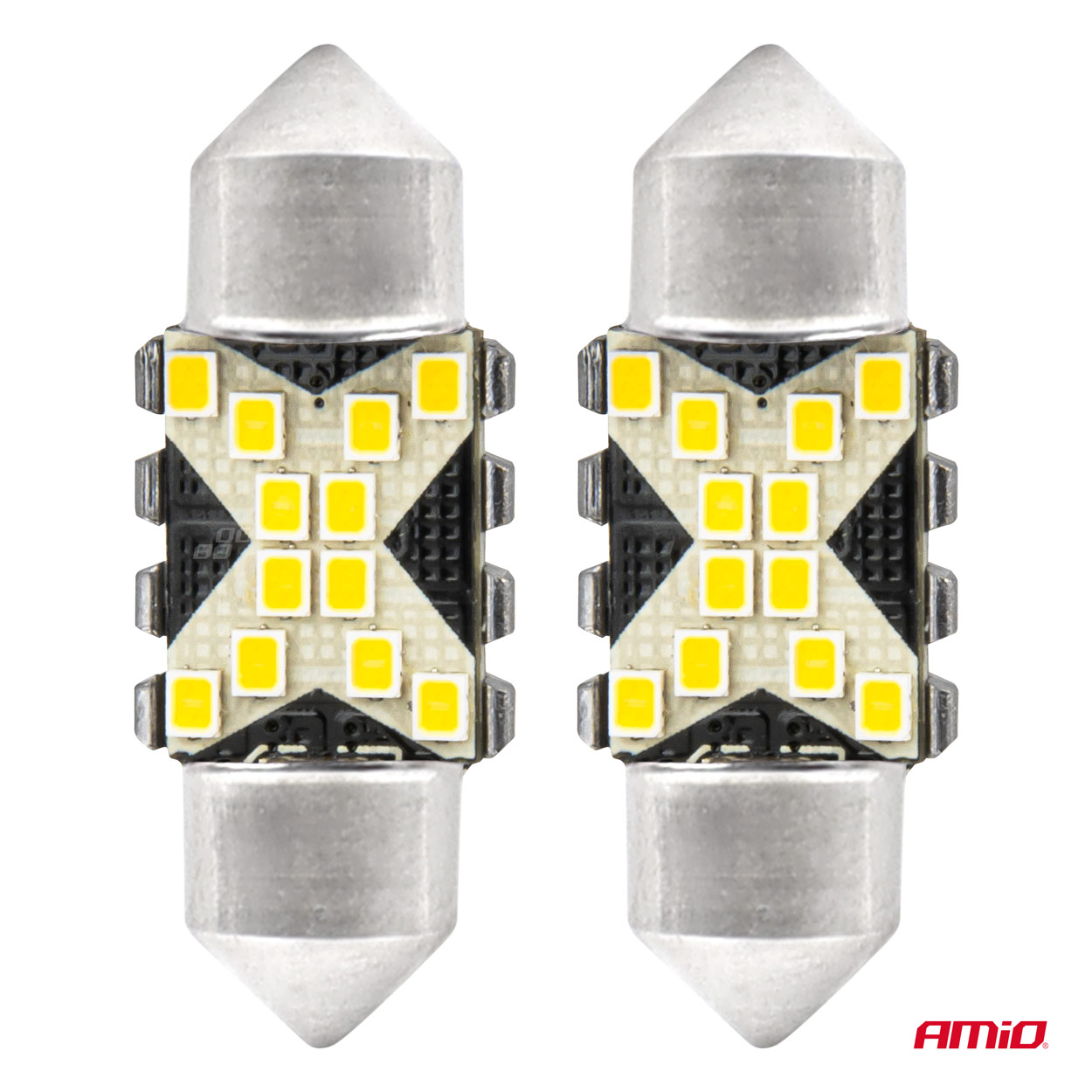 Amio - ΛΑΜΠΑΚΙΑ ΠΛΑΦΟΝΙΕΡΑΣ 31mm 12/24V C5W 5500K 12xSMD 2016 CAN-BUS FESTOON (ΛΕΥΚΟ) - 2 ΤΕΜ. (04235/AM) - Image 2