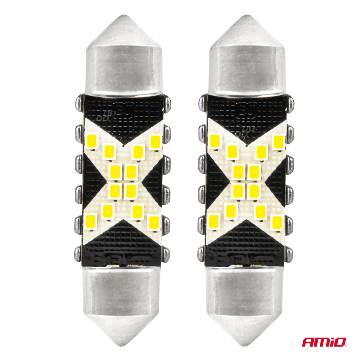 Amio - ΛΑΜΠΑΚΙΑ ΠΛΑΦΟΝΙΕΡΑΣ 39mm 12/24V C5W 5500K 12xSMD 2016 CAN-BUS FESTOON (ΛΕΥΚΟ) - 2 ΤΕΜ. (04237/AM) - Image 2