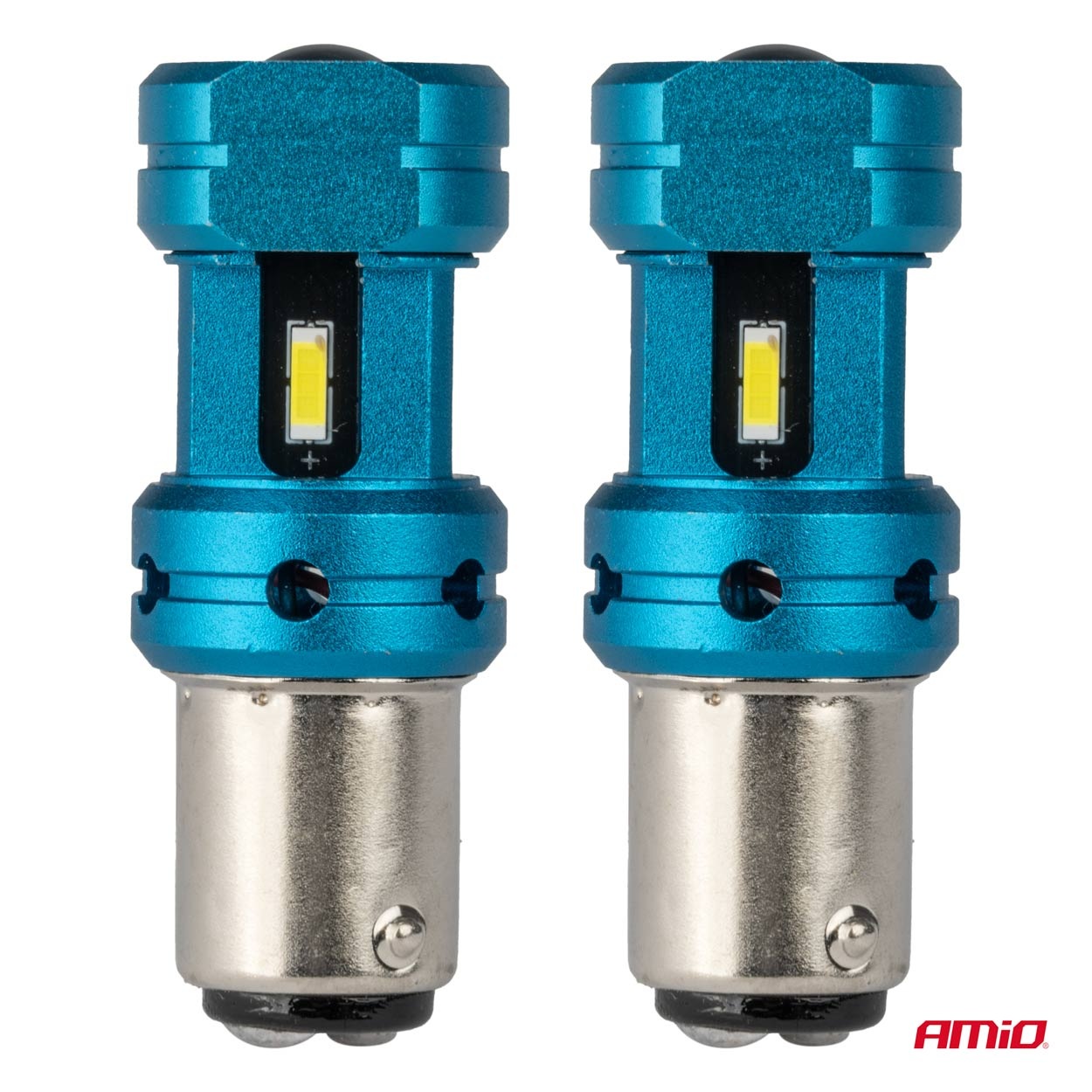 Amio - Λάμπες LED Αυτοκινήτου LED CANBUS 1157 BAY15D P21/5W 4SMD 1860 6000K Λευκή – Universal 12V/24V - 2 Τεμ. (04253/AM) - Image 2
