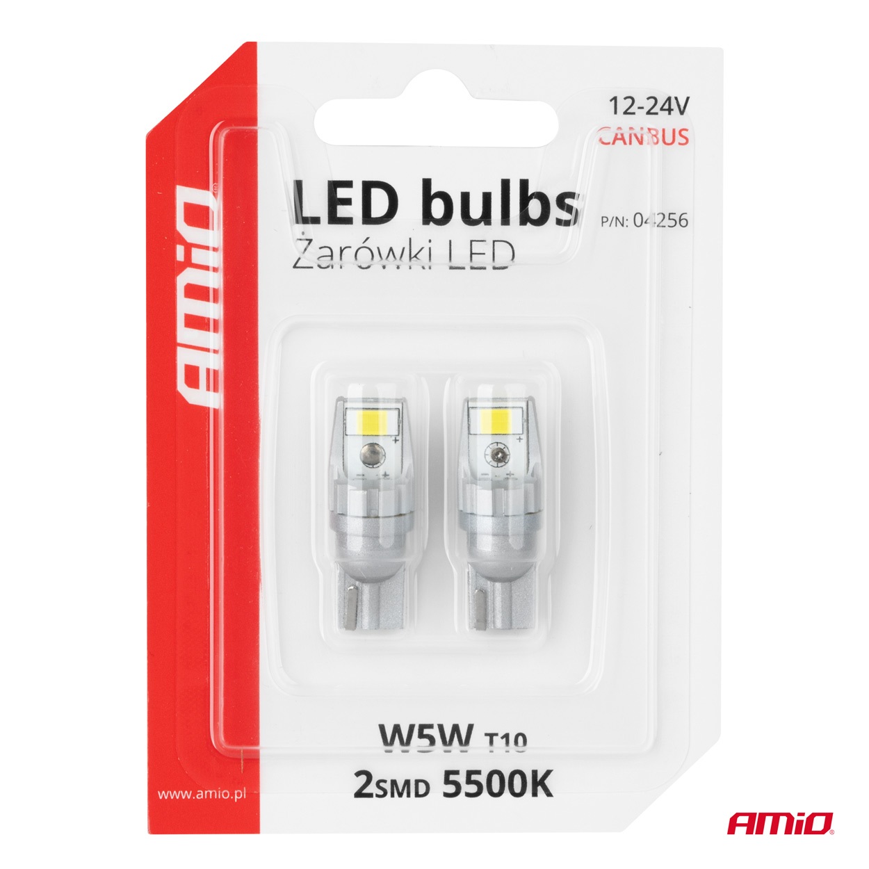 Amio - Λάμπες LED CANBUS T10 W5W 2SMD 3570 Λευκή 6000K – 12/24V - 2 Τεμ. (04256/AM) - Image 5