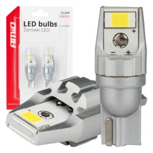 Amio - Λάμπα LED CANBUS T15 (W16W) 2SMD 3570 Λευκή 6000K 12V/24V για Φώτα Όπισθεν & Βοηθητικό Φωτισμό - 2τεμ. (04257/AM)