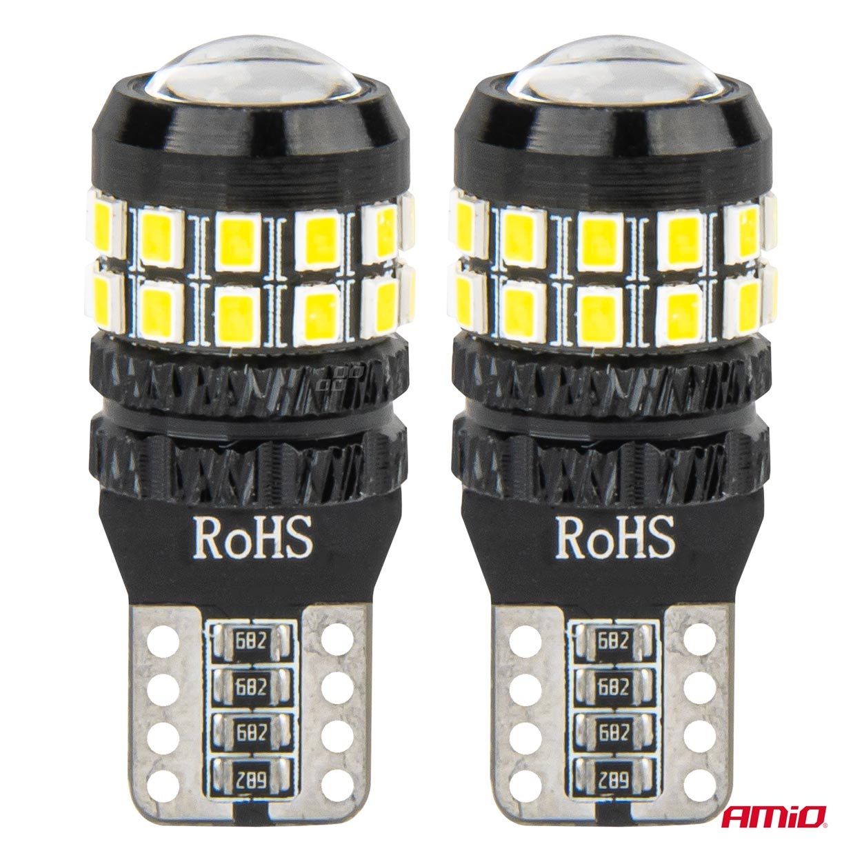 Amio - Λάμπες LED CANBUS T10 (W5W) 27SMD 2016 Λευκές 5500K 12V/24V - 2τεμ. (04258/AM) - Image 2