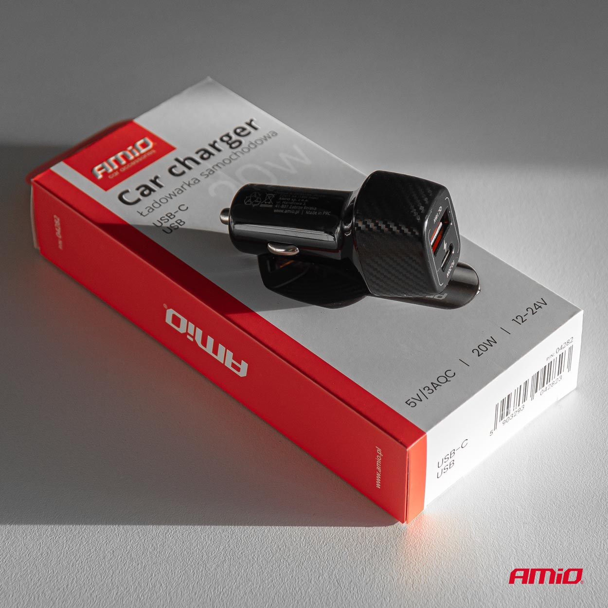 Amio - ΦΟΡΤΙΣΤΗΣ ΑΝΑΠΤΗΡΑ ΜΕ 2 ΘΥΡΕΣ USB-A QUICK CHARGE+USB-C 20W ΜΑΥΡΟ - 1 Τεμ. (04282/AM) - Image 3