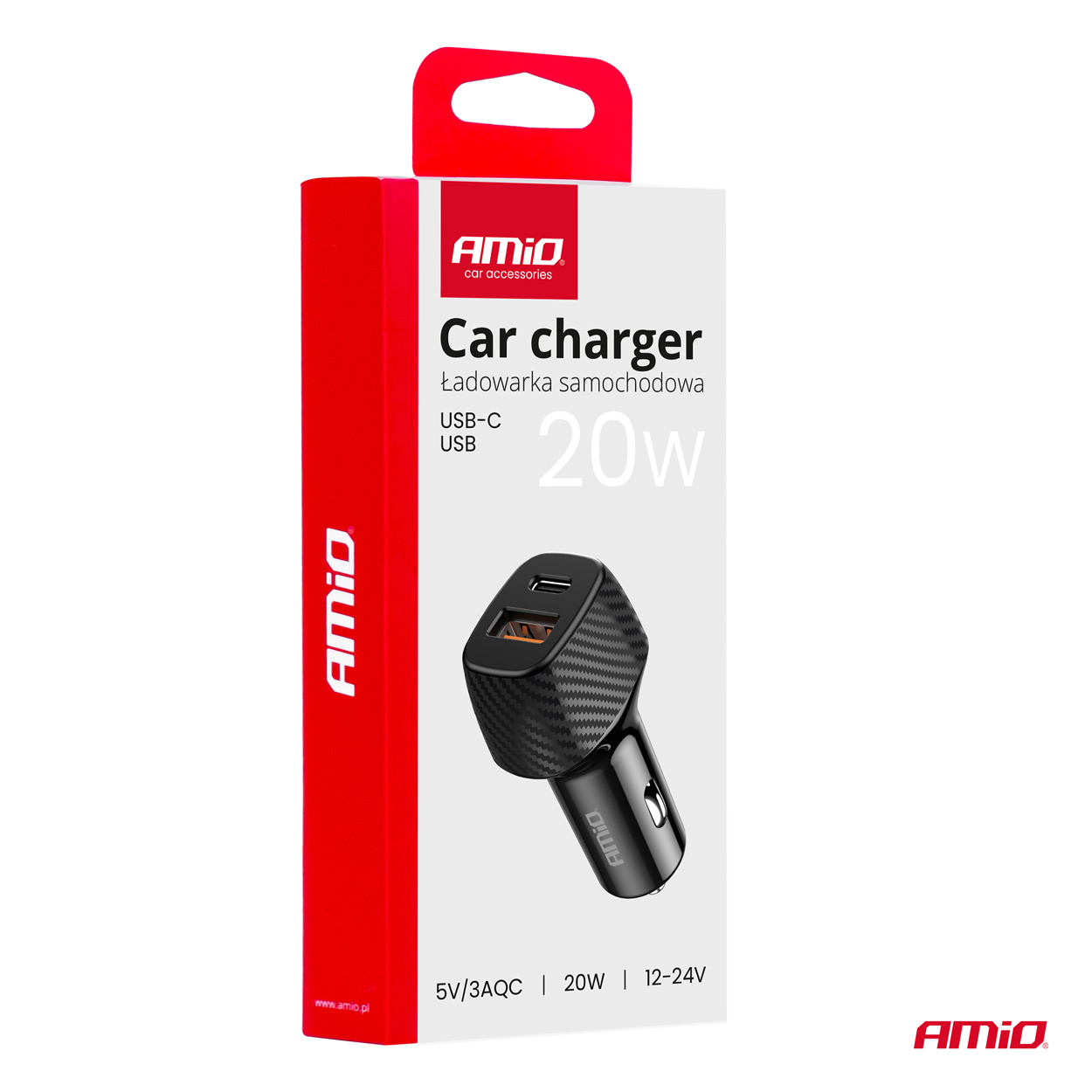 Amio - ΦΟΡΤΙΣΤΗΣ ΑΝΑΠΤΗΡΑ ΜΕ 2 ΘΥΡΕΣ USB-A QUICK CHARGE+USB-C 20W ΜΑΥΡΟ - 1 Τεμ. (04282/AM) - Image 5