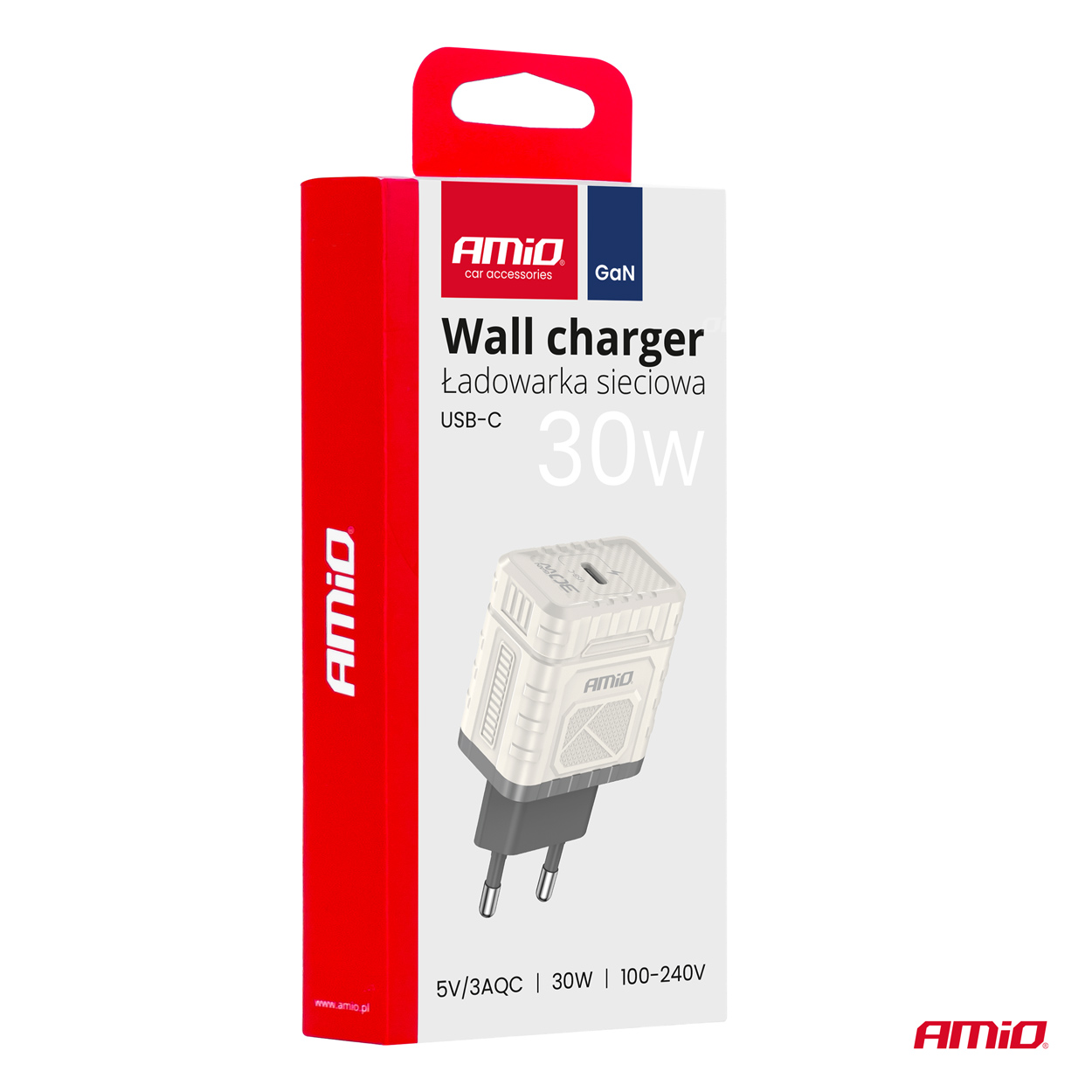 Amio - ΦΟΡΤΙΣΤΗΣ ΜΕ ΟΙΚΙΑΚΗ ΠΡΙΖΑ ΜΕ 1 ΘΥΡΑ USB-C 30W 100-240V ΛΕΥΚΟ - 1 Τεμ. (04285/AM) - Image 3