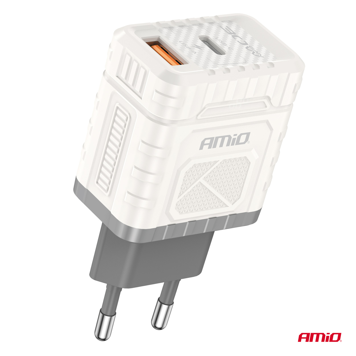 Amio - ΦΟΡΤΙΣΤΗΣ ΜΕ ΟΙΚΙΑΚΗ ΠΡΙΖΑ ΜΕ 2 ΘΥΡΕΣ USB-A+USB-C 30W 100-240V ΛΕΥΚΟ - 1 Τεμ. (04286/AM) - Image 2